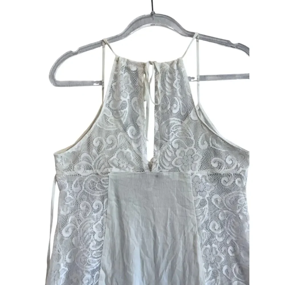 Linea Donatella Flower Child Sheer Lace Chemise Lingerie Nightgown M bohemian